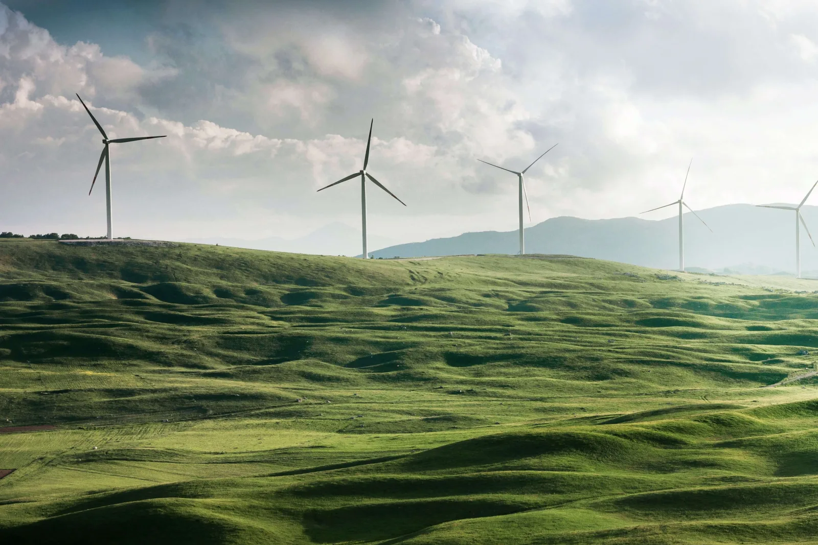 Wind turbines across farmland